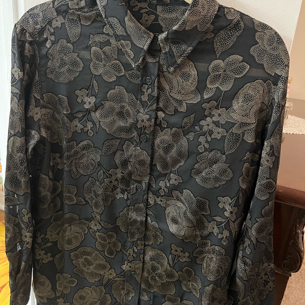 Elegant Black and Gray Floral Woman’s  Shirt